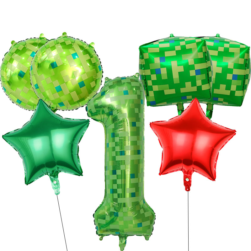 Party Games Gamecube - مجموعة بالونات بتصميم البكسل 7 قطع