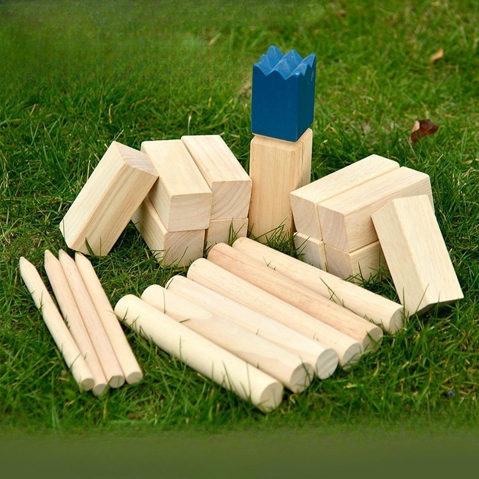 Kubb Game Yard - مجموعة لعبة الكُب الخشبية الفاخرة للعب