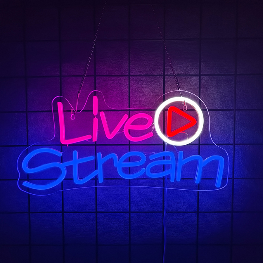 Party Games Stream - لافتة نيون LED للبث المباشر، ديكور